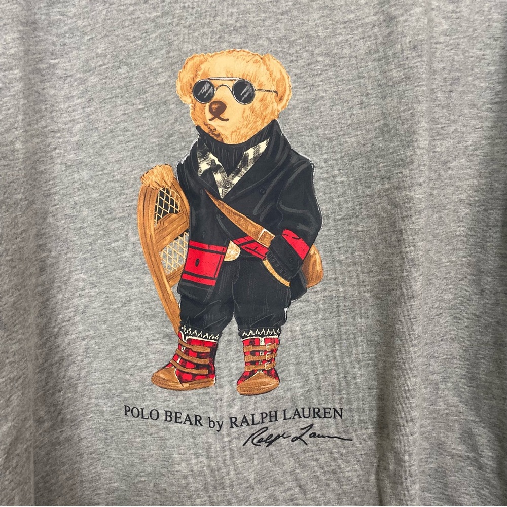 Polo Ralph Lauren Bear Special Edition Long Sleeve Shirt Pullover Gray Men XL - Picture 4 of 8